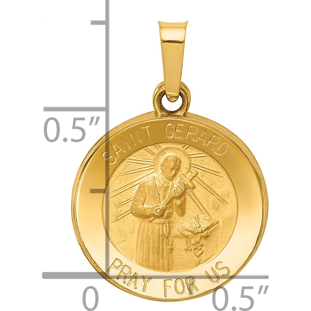 14K Yellow Gold Saint Gerard Medal Charm with Polished and Satin Finish - 22mm by Oro Pregiato