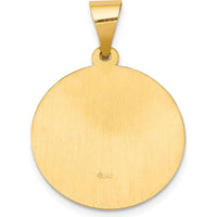 14K Yellow Gold Saint Gerard Medal Pendant with Polished and Satin Finish - Religious Themed Hollow Design by Oro Pregiato