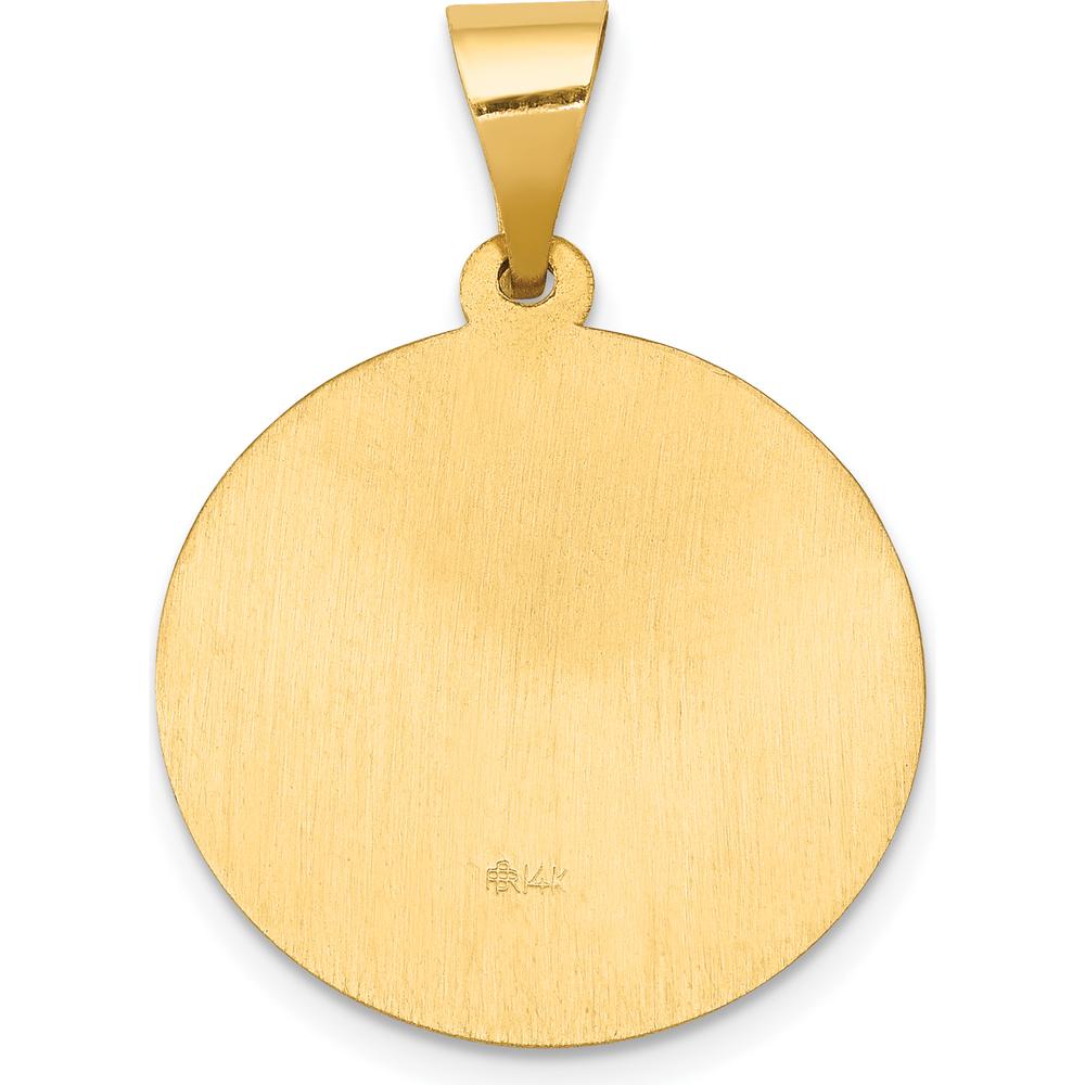 14K Yellow Gold Saint Gerard Medal Pendant with Polished and Satin Finish - Religious Themed Hollow Design by Oro Pregiato