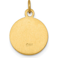 14K Yellow Gold Saint Gerard Medal Round Charm Pendant by Oro Pregiato