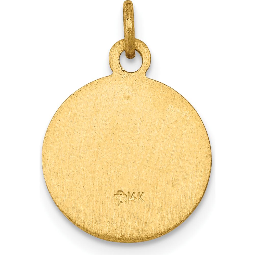 14K Yellow Gold Saint Gerard Medal Round Charm Pendant by Oro Pregiato