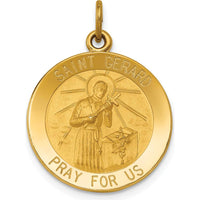 14K Yellow Gold Saint Gerard Medal Round Pendant with Polished and Satin Finish - 24.5mm Length by Oro Pregiato