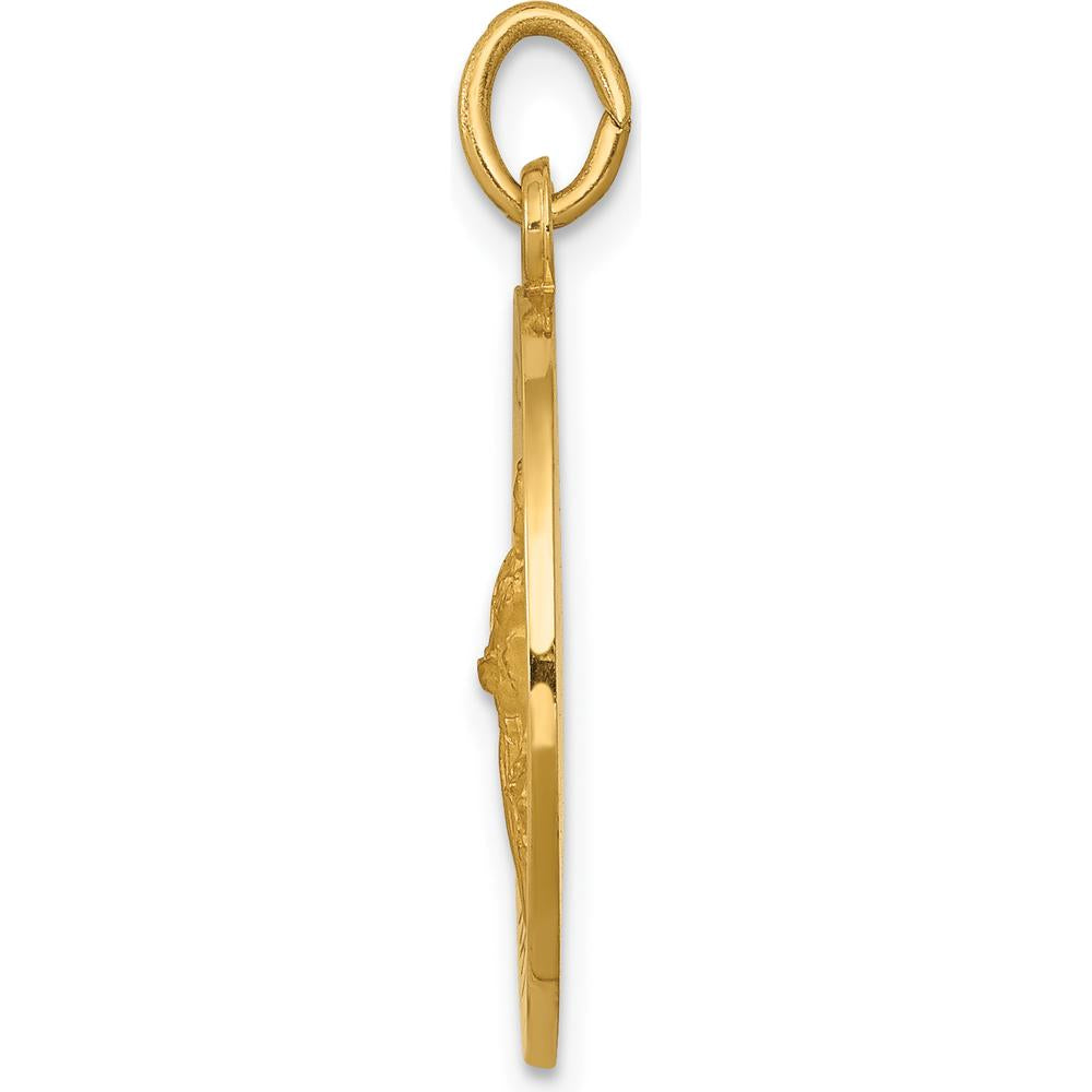 14K Yellow Gold Saint Gerard Medal Round Pendant with Polished and Satin Finish - 24.5mm Length by Oro Pregiato
