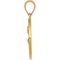 14K Yellow Gold Saint John Hollow Medal Pendant with Polished and Satin Finish - Religious Charm by Oro Pregiato