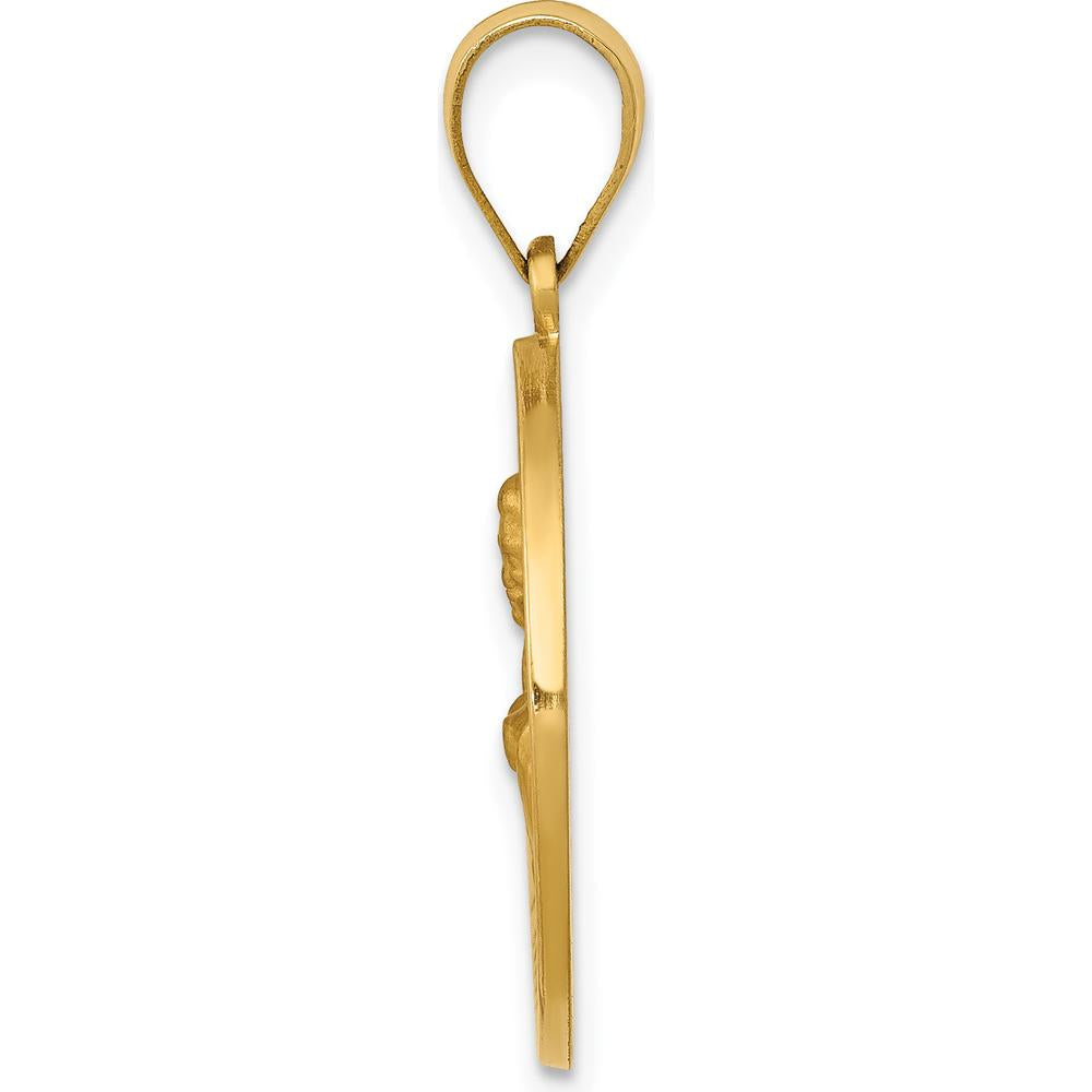 14K Yellow Gold Saint John Hollow Medal Pendant with Polished and Satin Finish - Religious Charm by Oro Pregiato