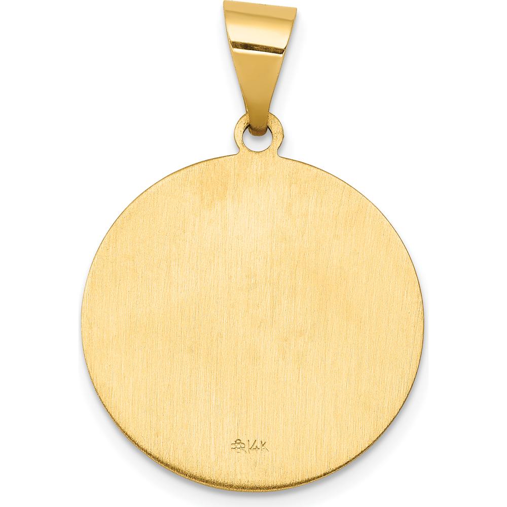 14K Yellow Gold Saint John Hollow Medal Pendant with Polished and Satin Finish - Religious Charm by Oro Pregiato