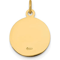 14K Yellow Gold Saint John Medal Round Charm with Polished and Satin Finish by Oro Pregiato