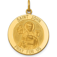 14K Yellow Gold Saint John Medal Round Pendant - 26.5mm Length by Oro Pregiato