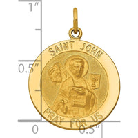 14K Yellow Gold Saint John Medal Round Pendant - 26.5mm Length by Oro Pregiato