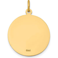 14K Yellow Gold Saint John Medal Round Pendant - 26.5mm Length by Oro Pregiato