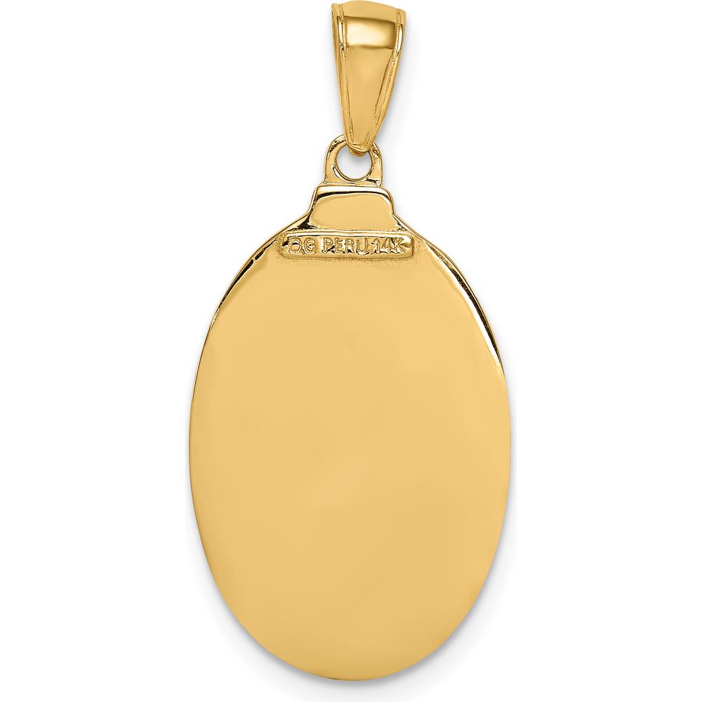 14K Yellow Gold Saint Joseph Oval Medal Pendant - Polished Finish by Oro Pregiato