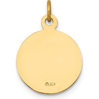 14K Yellow Gold Saint Joseph Round Medal Pendant - Solid Polished Finish by Oro Pregiato