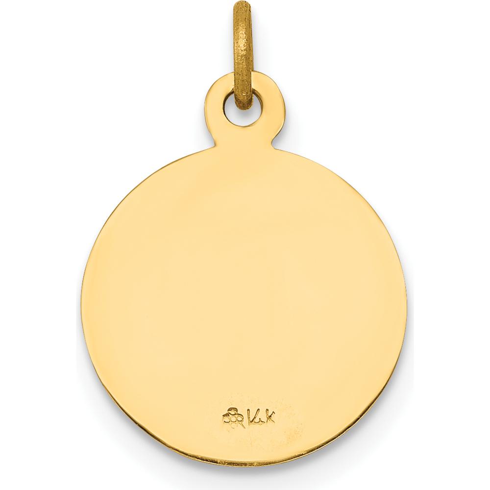 14K Yellow Gold Saint Joseph Round Medal Pendant - Solid Polished Finish by Oro Pregiato