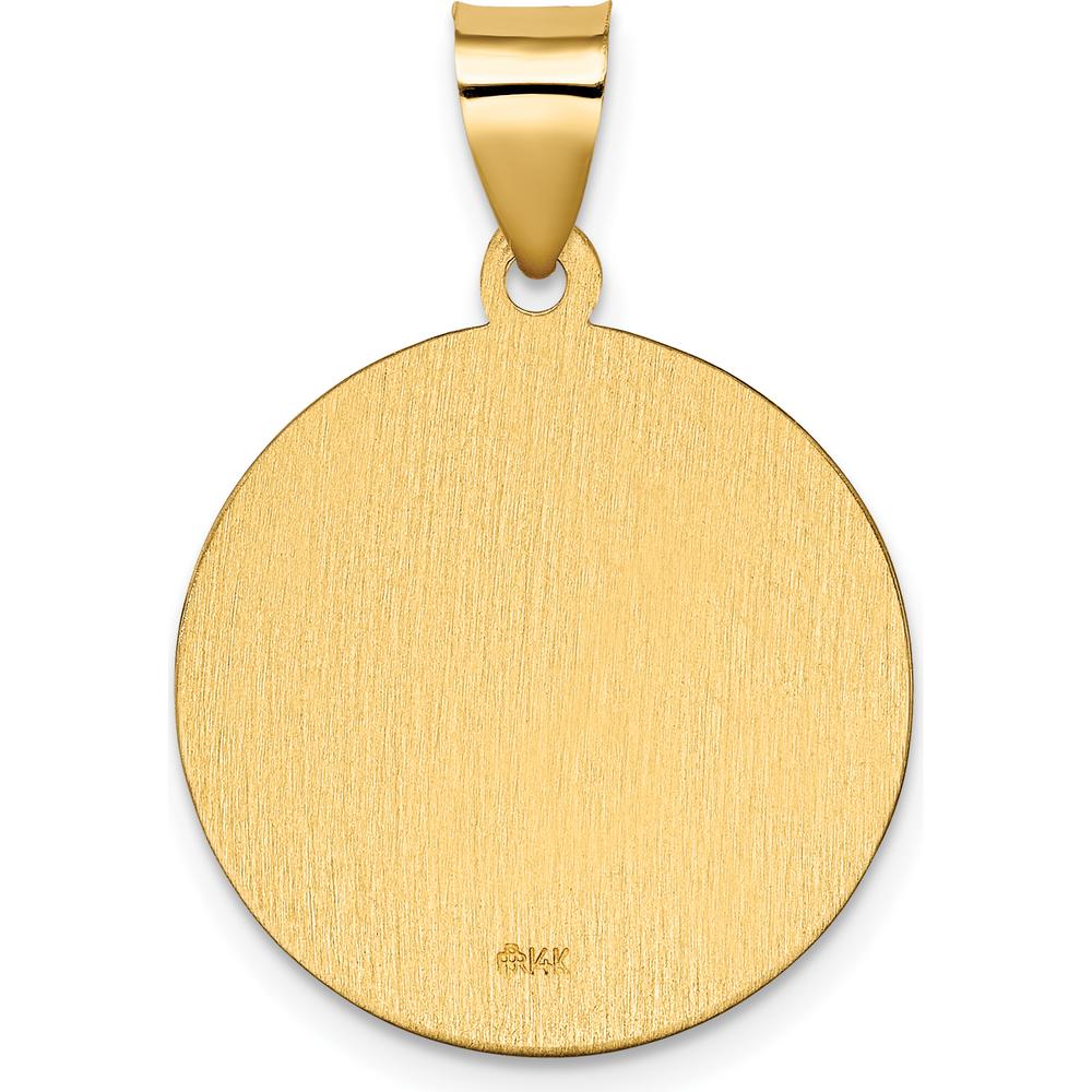 14K Yellow Gold Saint Kateri Medal Pendant with Polished and Satin Finish - Faith-Inspired Religious Jewelry by Oro Pregiato