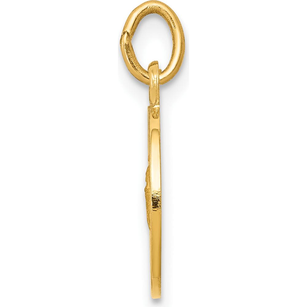 14K Yellow Gold Saint Martha Medal Round Pendant with Polished and Satin Finish - Religious Faith Charm by Oro Pregiato