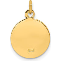 14K Yellow Gold Saint Martha Medal Round Pendant with Polished and Satin Finish - Religious Faith Charm by Oro Pregiato