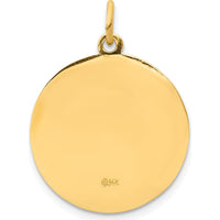 14K Yellow Gold Saint Matthew Medal Round Pendant - Polished and Satin Finish - 27mm x 19mm by Oro Pregiato