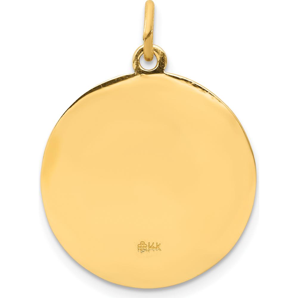 14K Yellow Gold Saint Matthew Medal Round Pendant - Polished and Satin Finish - 27mm x 19mm by Oro Pregiato
