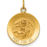 14K Yellow Gold Saint Michael Medal Pendant with Polished and Satin Finish - 18.5mm by Oro Pregiato