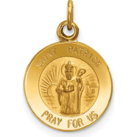 14K Yellow Gold Saint Patrick Medal Round Charm with Polished and Satin Finish by Oro Pregiato