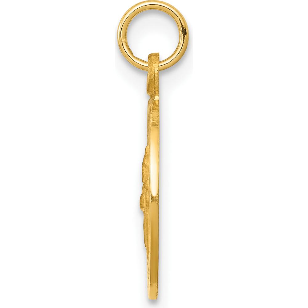 14K Yellow Gold Saint Patrick Medal Round Charm with Polished and Satin Finish by Oro Pregiato