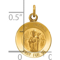 14K Yellow Gold Saint Patrick Medal Round Charm with Polished and Satin Finish by Oro Pregiato