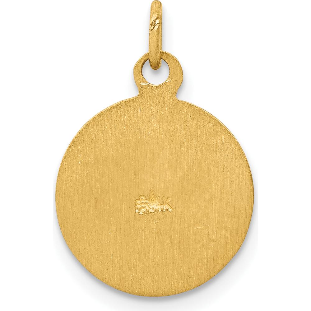 14K Yellow Gold Saint Patrick Medal Round Charm with Polished and Satin Finish by Oro Pregiato