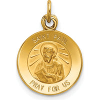 14K Yellow Gold Saint Paul Medal Pendant - Polished and Satin Finish by Oro Pregiato