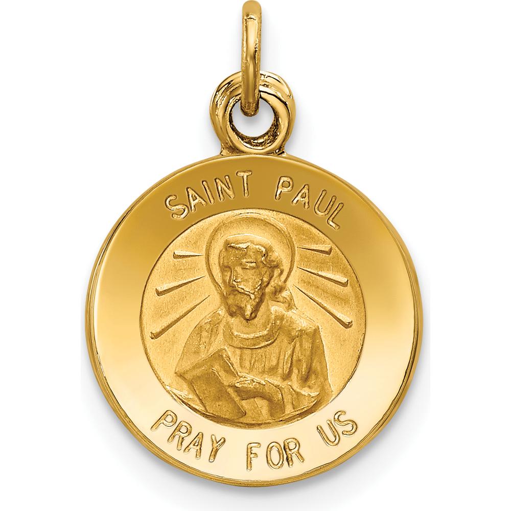 14K Yellow Gold Saint Paul Medal Pendant - Polished and Satin Finish by Oro Pregiato