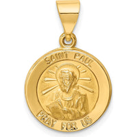 14K Yellow Gold Saint Paul Medal Pendant with Polished and Satin Finish - 18mm Length, 15mm Width by Oro Pregiato
