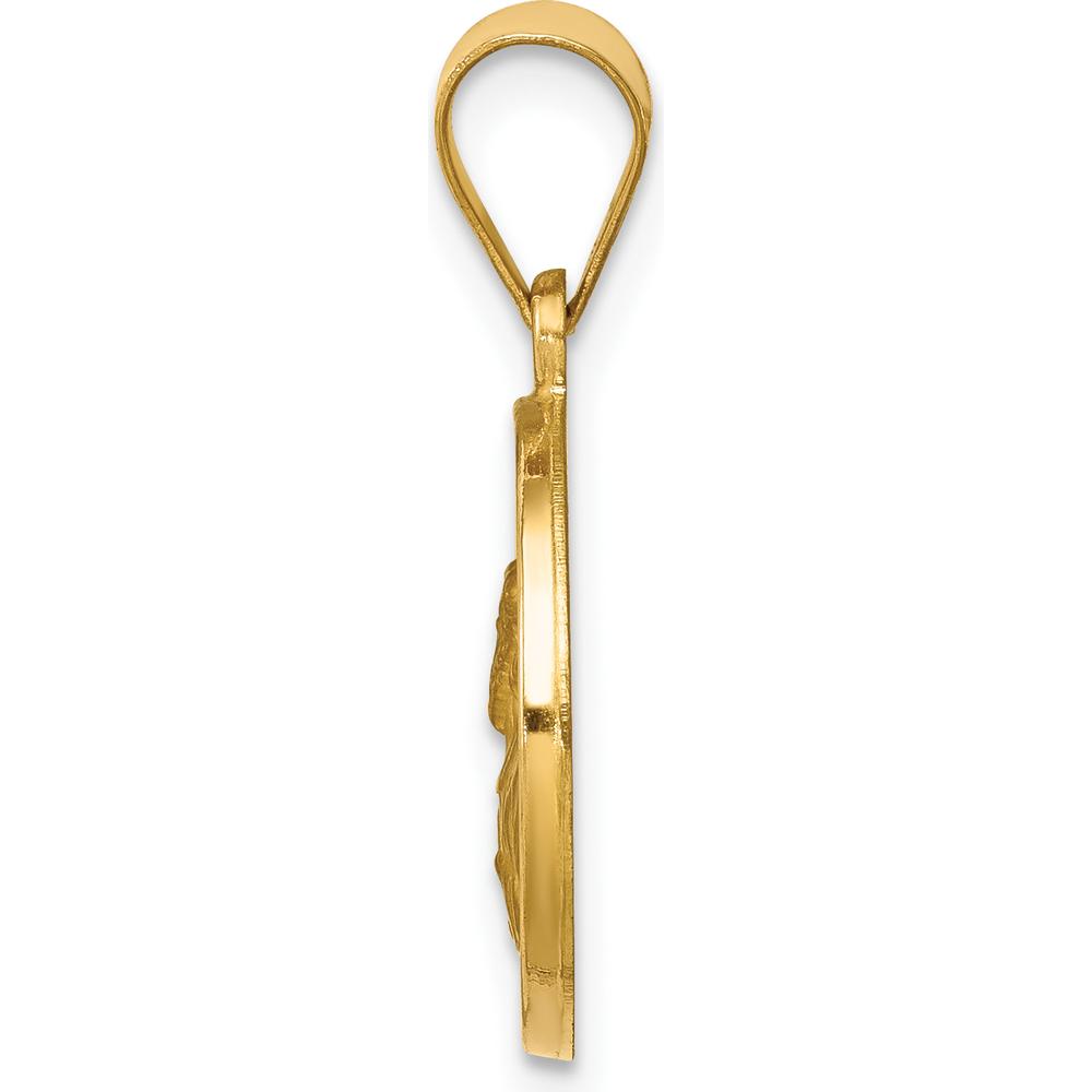 14K Yellow Gold Saint Paul Medal Pendant with Polished and Satin Finish - 18mm Length, 15mm Width by Oro Pregiato