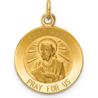 14K Yellow Gold Saint Paul Medal Pendant with Polished and Satin Finish - 23mm Length by Oro Pregiato
