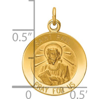 14K Yellow Gold Saint Paul Medal Pendant with Polished and Satin Finish - 23mm Length by Oro Pregiato