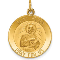 14K Yellow Gold Saint Peter Die Struck Round Medal Pendant - 26mm x 19mm by Oro Pregiato