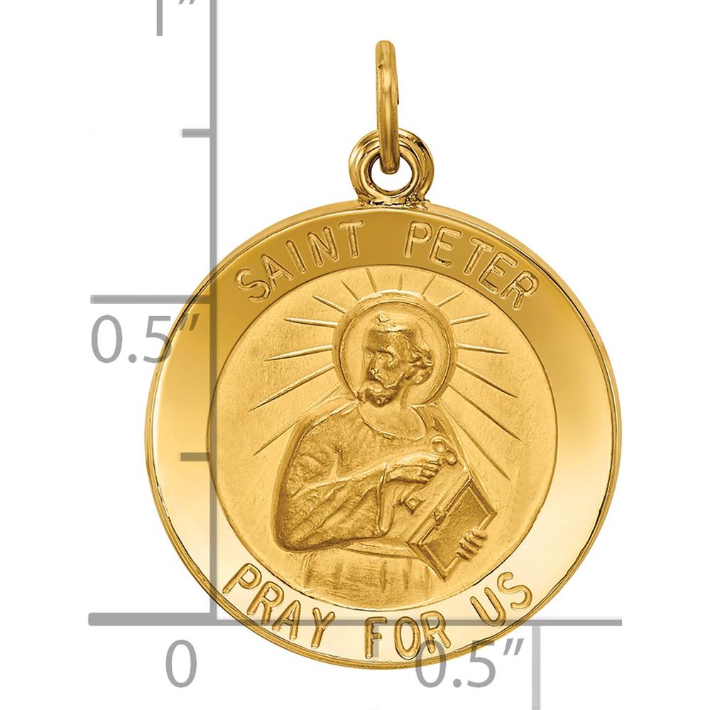 14K Yellow Gold Saint Peter Die Struck Round Medal Pendant - 26mm x 19mm by Oro Pregiato