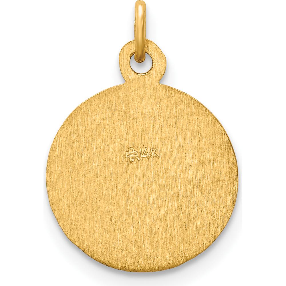 14K Yellow Gold Saint Peter Medal Round Charm with Polished and Satin Finish - Religious Pendant by Oro Pregiato
