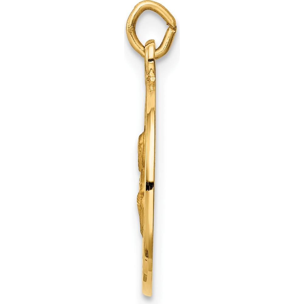 14K Yellow Gold Saint Peter Round Charm with Polished and Satin Finish by Oro Pregiato