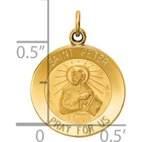 14K Yellow Gold Saint Peter Round Charm with Polished and Satin Finish by Oro Pregiato