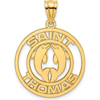 14K Yellow Gold Saint Thomas Dolphin Circle Pendant by Oro Pregiato