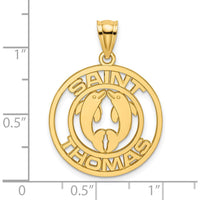 14K Yellow Gold Saint Thomas Dolphin Circle Pendant by Oro Pregiato