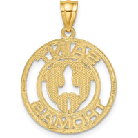 14K Yellow Gold Saint Thomas Dolphin Circle Pendant by Oro Pregiato
