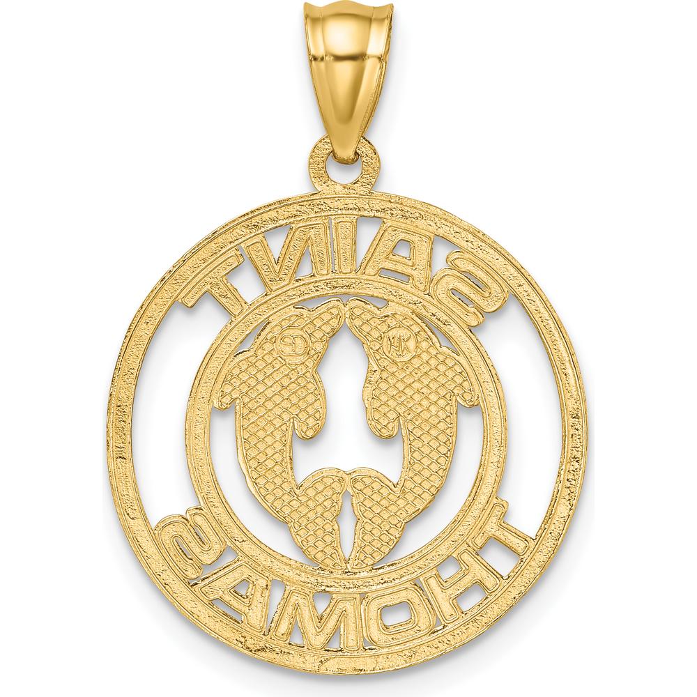14K Yellow Gold Saint Thomas Dolphin Circle Pendant by Oro Pregiato