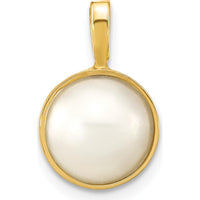 14K Yellow Gold Saltwater Cultured Mabe Pearl Pendant - 9.5mm Pearl Size by Monteluci Fine Jewelry