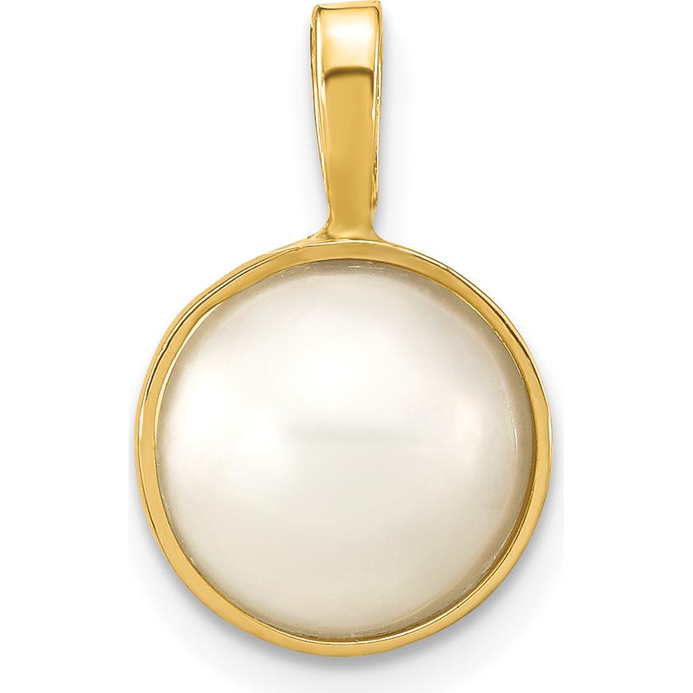 14K Yellow Gold Saltwater Cultured Mabe Pearl Pendant - 9.5mm Pearl Size by Monteluci Fine Jewelry