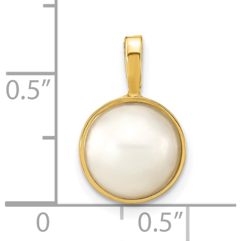 14K Yellow Gold Saltwater Cultured Mabe Pearl Pendant - 9.5mm Pearl Size by Monteluci Fine Jewelry