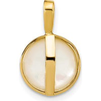 14K Yellow Gold Saltwater Cultured Mabe Pearl Pendant - 9.5mm Pearl Size by Monteluci Fine Jewelry