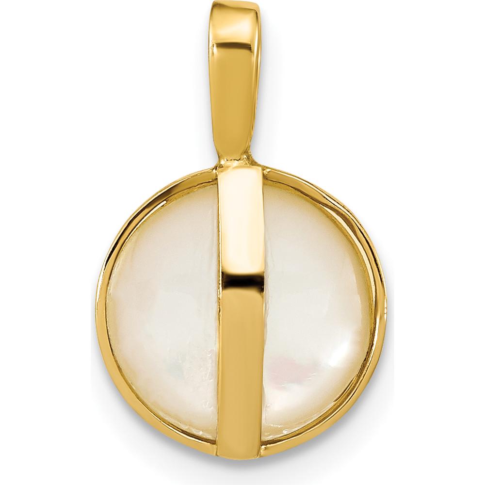 14K Yellow Gold Saltwater Cultured Mabe Pearl Pendant - 9.5mm Pearl Size by Monteluci Fine Jewelry