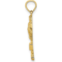 14K Yellow Gold San Diego Palm Tree Charm Pendant - 24.37mm Length by Oro Pregiato