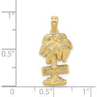 14K Yellow Gold San Diego Palm Tree Charm Pendant - 24.37mm Length by Oro Pregiato