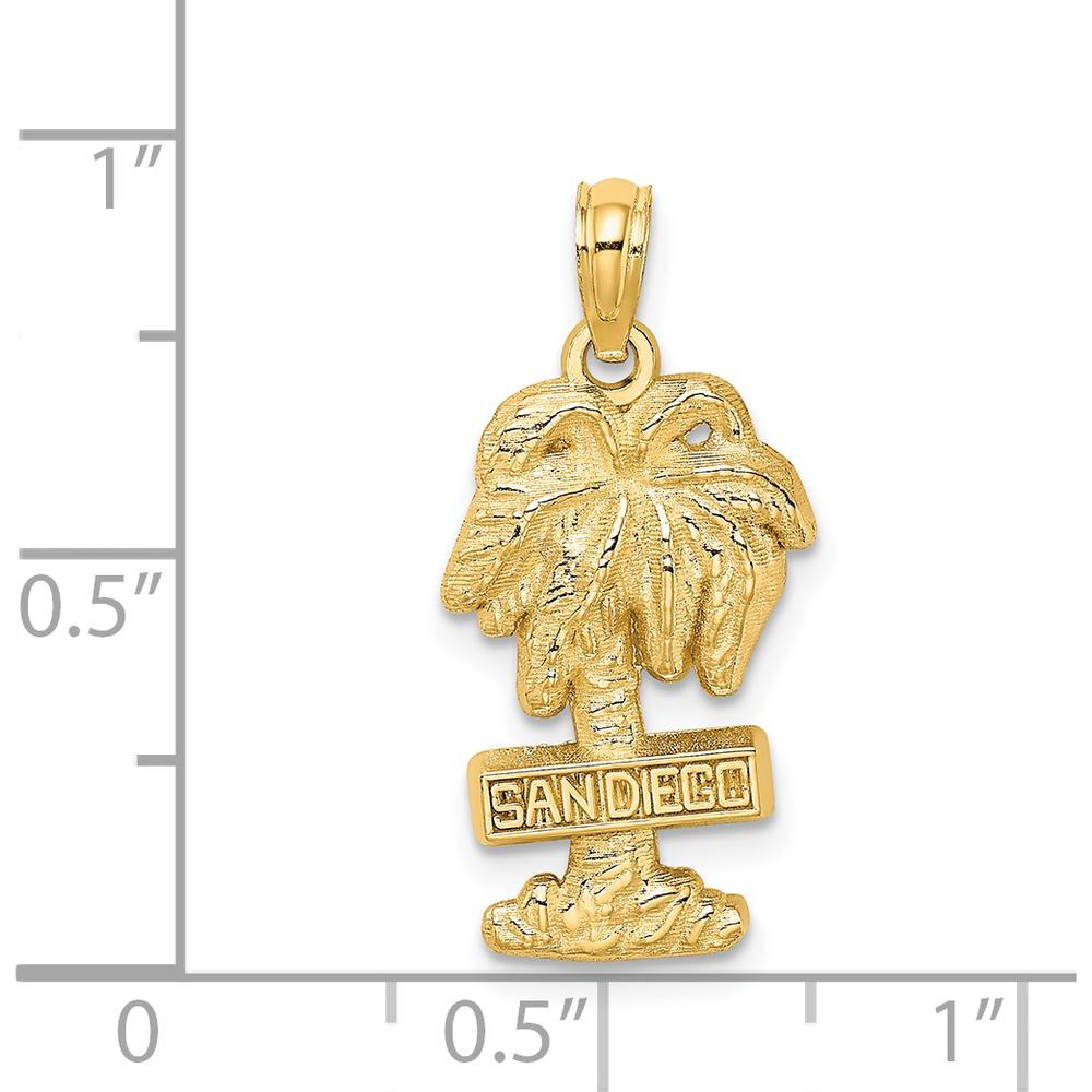 14K Yellow Gold San Diego Palm Tree Charm Pendant - 24.37mm Length by Oro Pregiato